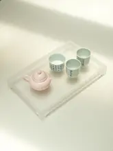 新中式デザインのティートレイ【アクリル製・香炉とジュエリー収納付き】