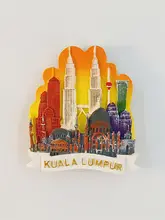 マレーシアのツインタワー樹脂製マグネット【立体デザイン・アイスランド風彫刻・旅行記念品】