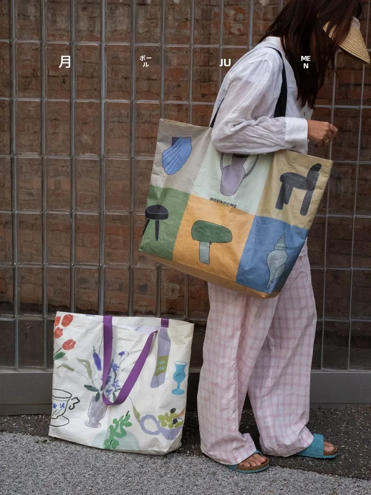 ショッピングバッグ【大型・ウィーヴンデザイン・キャンプ用・買い物用】
