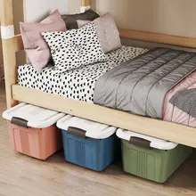 ベッド下収納ボックス 収納 ユーザー 使用シーン プラスチック素材 フラットデザイン キャスター付き 移動が便利