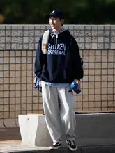 ヴィンテージ風 ゆったりとしたスポーツカジュアルパンツ【男女兼用・無地】