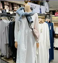 春秋用コットンダブルレイヤーシャツワンピース【フィット・カジュアルデザイン・女性用】
