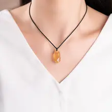 天然黄水晶ペンダントネックレス【不規則デザイン・女性用・毛糸風】