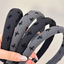 シンプルで高級感あるグレーのリボンヘアバンド【洗顔用・髪飾り・エレガント】