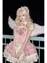 ピンクの魔法少女ブラウスとスカート【ロリータ・ふんわりデザイン】（セットアップ対応）