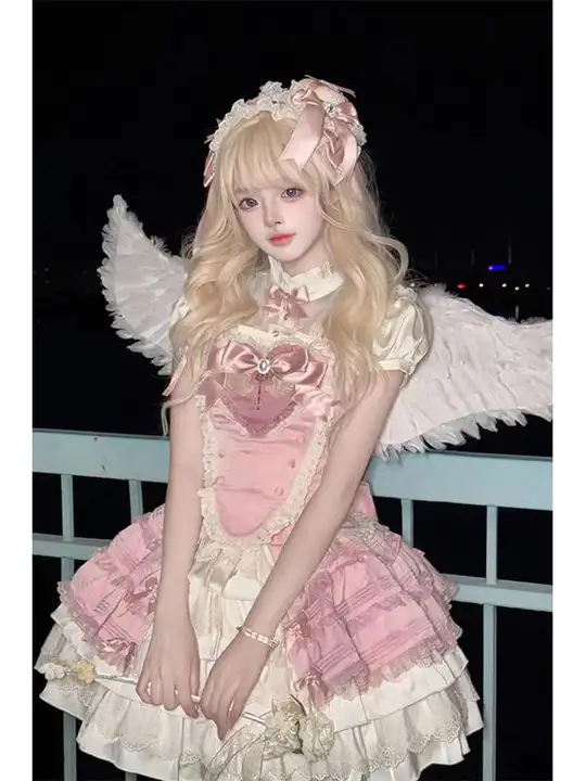 ピンクの魔法少女ブラウスとスカート【ロリータ・ふんわりデザイン】（セットアップ対応）