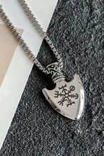 北欧風バイキングの護符デザイン タイタンスチールペンダント【パンクスタイル・シールドネックレス】