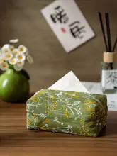 小黄花刺繍ティッシュボックス【布製・櫛形・車載用・掛けられる】