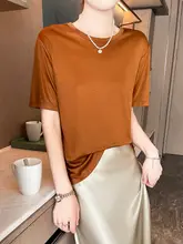 日本製 三醋酸素材 半袖ゆったりTシャツ【シンプルデザイン・ラウンドネック・夏用】