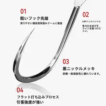 高碳鋼製 平打ちイセニ釣り針【バーベルフック付き・野釣り用】