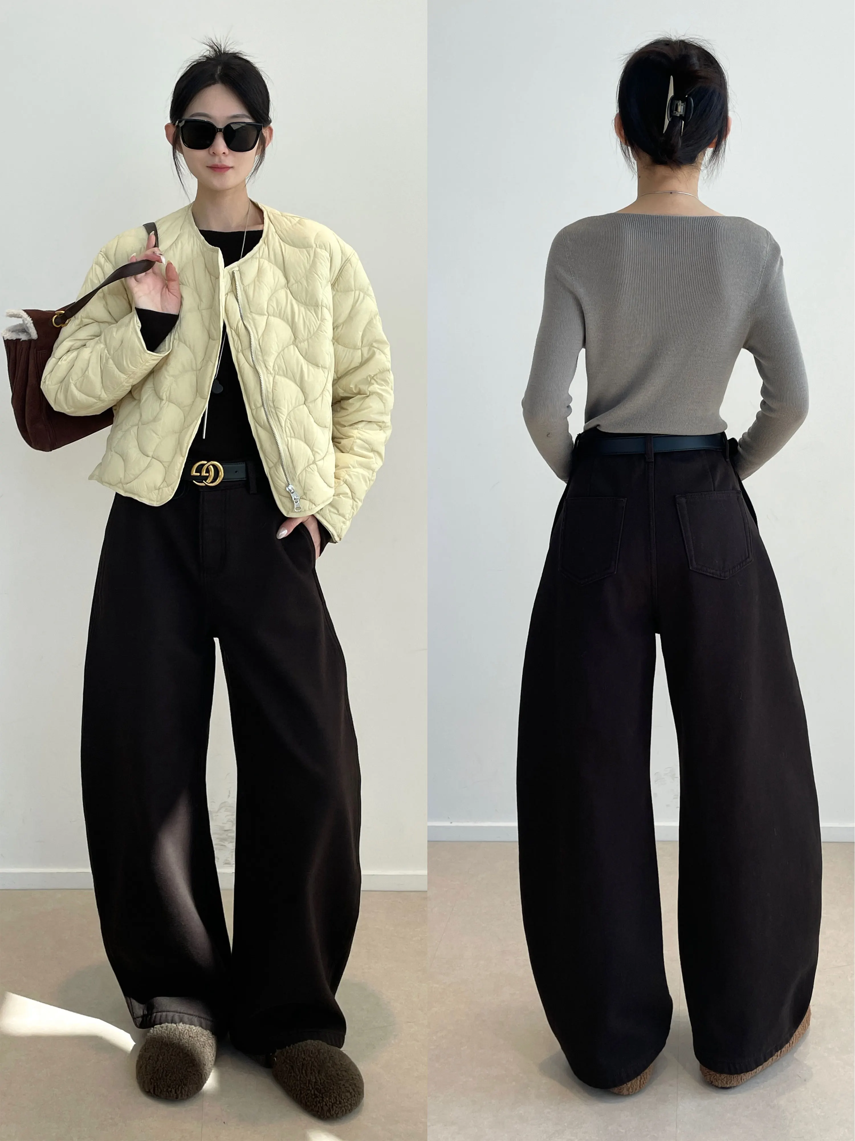 濃いデニムに合う色は？裏起毛ワイドレッグパンツで解決するリアルな着こなしの悩み