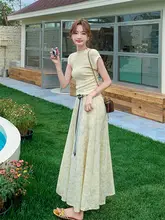 軽やかなニット半袖フラワープリントスカート【春夏用・エレガントデザイン・大人向け】（セットアップ対応）