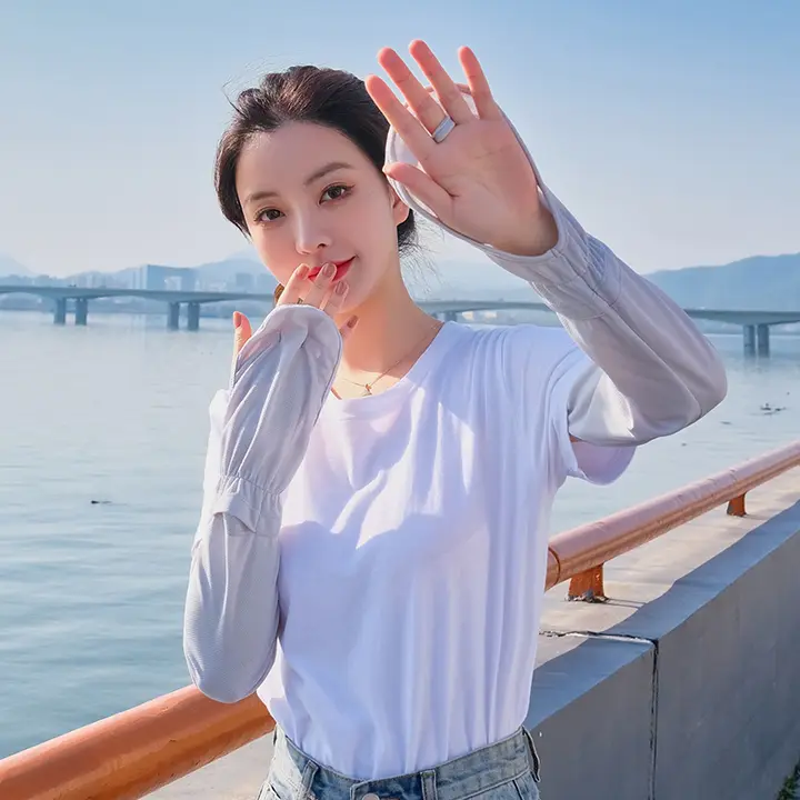 アイススリーブ 手袋 女性 夏季 ドライブ UVカット ゆったり リストガード サイクリング UV防止 アイスシルク