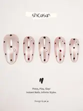 ネイルチップ ハンドメイド 水玉 キャッツアイ ミディアム 上品 きれいめ 透明感
