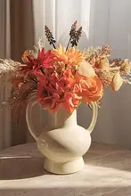 フレンチスタイルのレトロな陶器花瓶【両耳付き・インテリア装飾用】