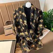 100%桑蚕丝製シルクシフォンロングスカーフ【春夏用・極上の柔らかさ・女性用・ショール】