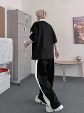 夏季のバイカラー半袖ポロTシャツ【メンズ・フィット・スポーツカジュアル】とワイドストレートパンツ（セットアップ対応）