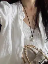 黒ひも立体水滴デザインネックレス【シルバー・引き伸ばし可能】