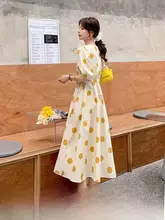 泡泡袖ドット柄ワンピース【フレッシュデザイン・ウエストマーク・長袖】（セットアップ対応）