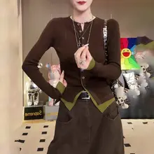 独特なデザインの長袖ニットトップス【大きいサイズ・体型カバー・春用】（セットアップ対応）