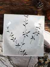 日本輸入陶器食器 白桜スクエア プレート