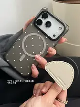 磁気吸着レザー製斜め掛けスタンドケース【ドット柄・スマートフォン対応・調整可能ストラップ】