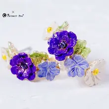 紫色の花の雏菊デザインのイヤリング【夏用・耳クリッパー】