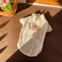 春夏用レースペットシャツ【薄手・毛が抜けにくい・犬猫共用・白のニット】