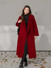 冬の魅力を引き立てる赤のダブルフェイスウールコート【大きいサイズ・上品なデザイン】