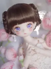 BJDドール用仿マーモセット金色と茶色のシニヨン風ウィッグ（セットアップ対応）