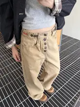 美式ヴィンテージ風 ワイドストレート工装パンツ【男女兼用・調整可能・ウォッシュ加工】（セットアップ対応）