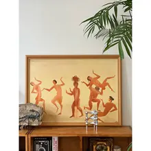 アンドレのワインの神の舞 中古風モダンアート装飾画【リビング・ダイニング用・木製】