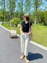 ホワイトワイドレッグ ジーンズ レディース夏秋新作