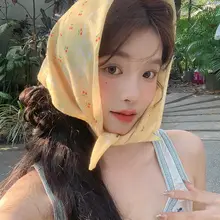 おしゃれな小花柄の帽子兼用日よけターバン【レトロなデザイン・女性用】