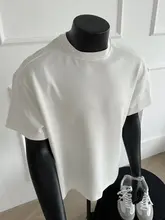 白色のショルダーシャート袖Tシャツ【高級感あるコットン・小さな襟・アメリカンスタイル】