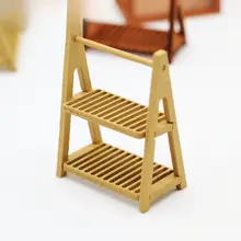 ミニチュア食玩ドールハウス用二段パンスタンド【木製・観葉植物置き・生活シーン用小物】