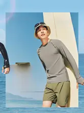 アウトドア向け 男性用水着【長袖・ショートパンツ・速乾・防晒・ビーチ サーフィン・ダイビング】（セットアップ対応）