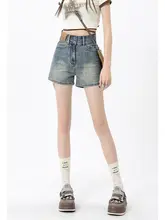 軽やかな高腰デニムショートパンツ【ブルー・ストレート・極上の柔らかさ】