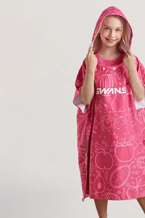 swans 子供用速乾バスローブ【防晒・男女兼用・フード付き・吸水性・温泉用】