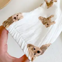 夏用ベビー用カートゥーンクマ柄ソフトコットンパンツ【通気性・蚊よけ対応】