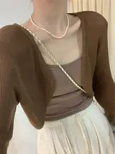 杏色アイスシルクニットカーディガン【夏用・薄手・日焼け防止・ノースリーブトップス】（セットアップ対応）