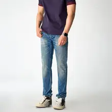 アメリカンビンテージデザイン メンズ デニムパンツ【ウォッシュ加工・スリムストレート・カジュアル通勤】