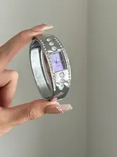 腕時計 バングルウォッチ レディース ヴィンテージ パープル ラインストーン きれいめ 上品 エレガント デザイン