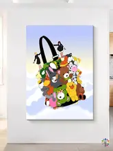 創造的な趣のリビングルーム装飾画【純手描き油彩・青空と白い雲・玄関や子供部屋に最適】