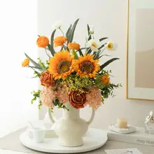 高級感ある欧風ひまわり造花【リビング・ダイニング・茶卓用のインテリア装飾】