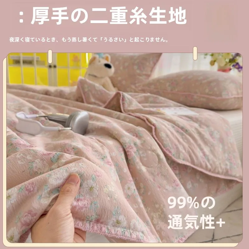二  重ガーゼ製夏用クーリングブランケット：薄手で通気性の高い学生寮向けサマーキルト