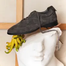 イタリア製VIBRAMソールのスエードレザー・ブロックデザインカジュアルシューズ