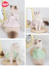 花柄レース付き子猫のドレス【夏用・薄型・ペット衣装】