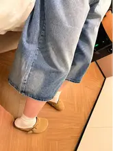 ハイウエストのゆったりデニムパンツ【アメリカンヴィンテージ・七分丈・ワイドストレート】（セットアップ対応）