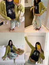 グリーンメッシュカーディガン【春用・インフルエンサーコラボ・肌なじみ良好】